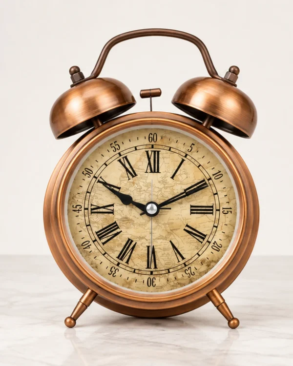 Eterna Bell Vintage Çift Çanlı Metal Masa Saati 22 x 16 cm