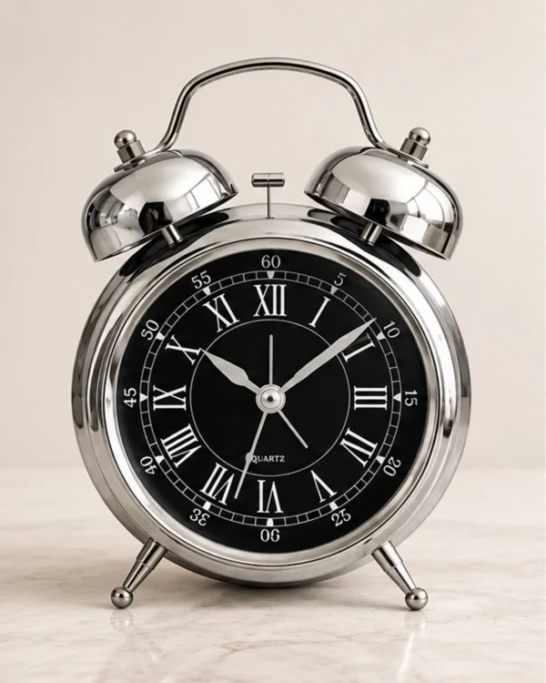 Eterna Bell Vintage Çift Çanlı Metal Masa Saati 22 x 16 cm