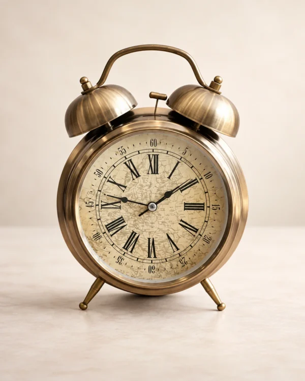 Eterna Bell Vintage Çift Çanlı Metal Masa Saati 22 x 16 cm