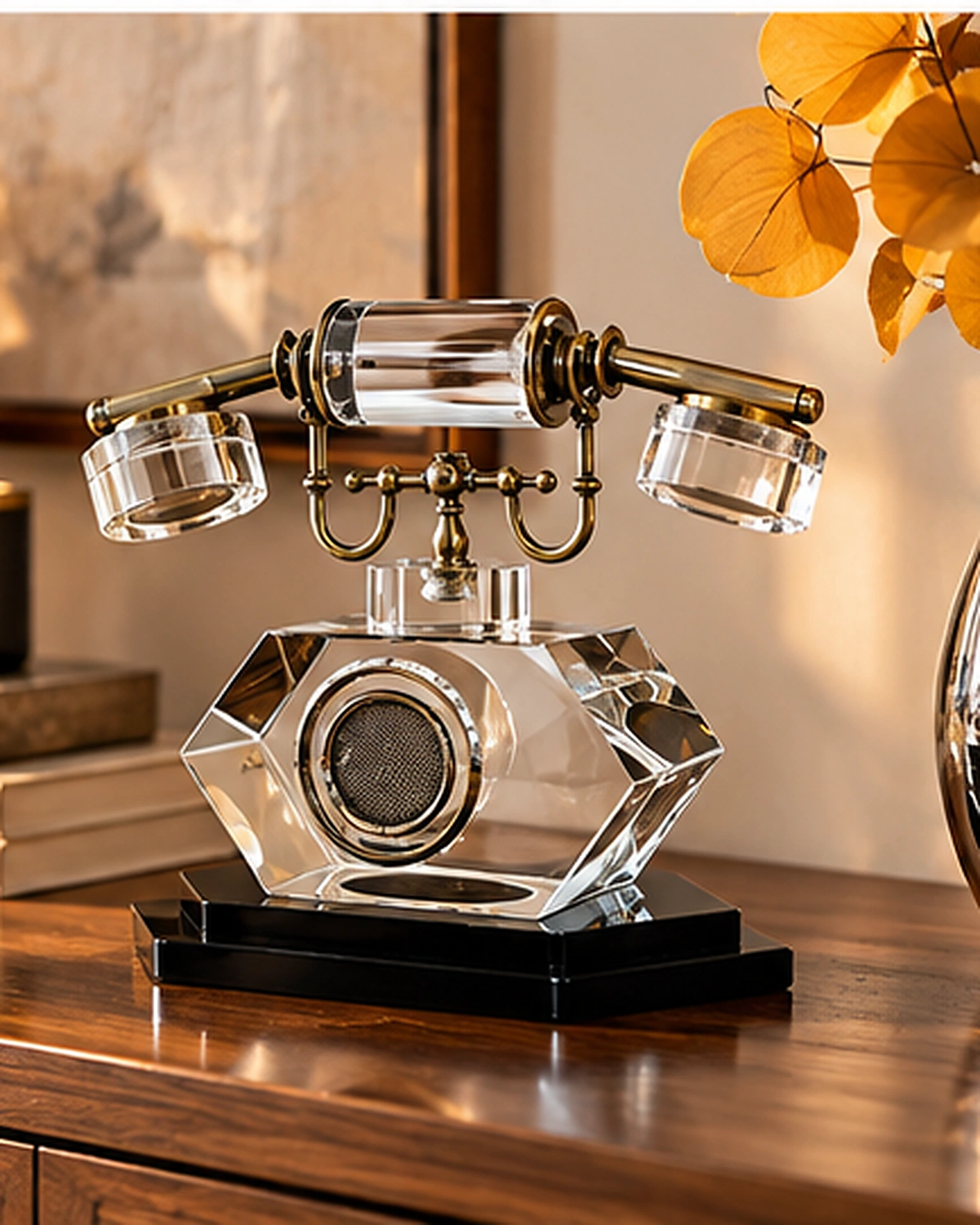 Nostaljik Telefon Görünümlü Kristal Dekoratif Masaüstü Obje 22 cm - Görsel 3