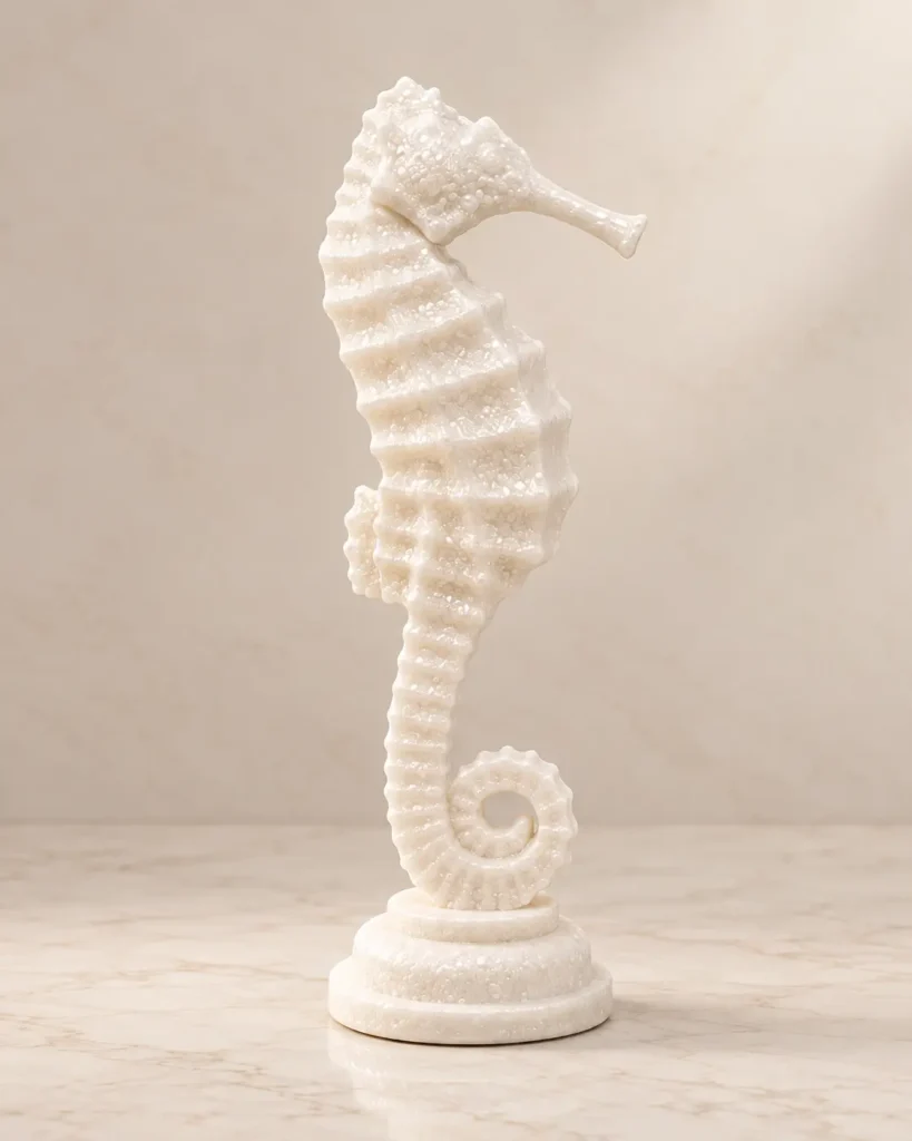 Calypso Fildişi Mermer Görünümlü Denizatı Dekoratif Obje - 32x12 cm