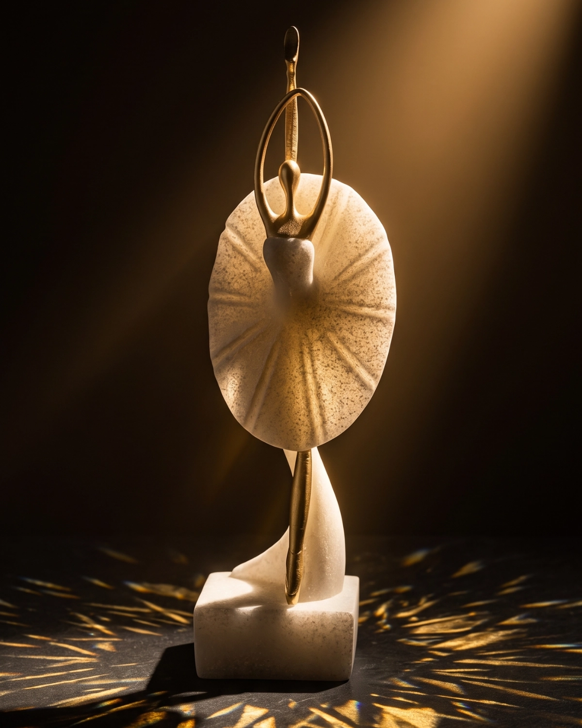 Eternia Mermer Görünümlü Gold Detaylı Modern Balerin Dekoratif Obje 35x10 Cm - Görsel 2