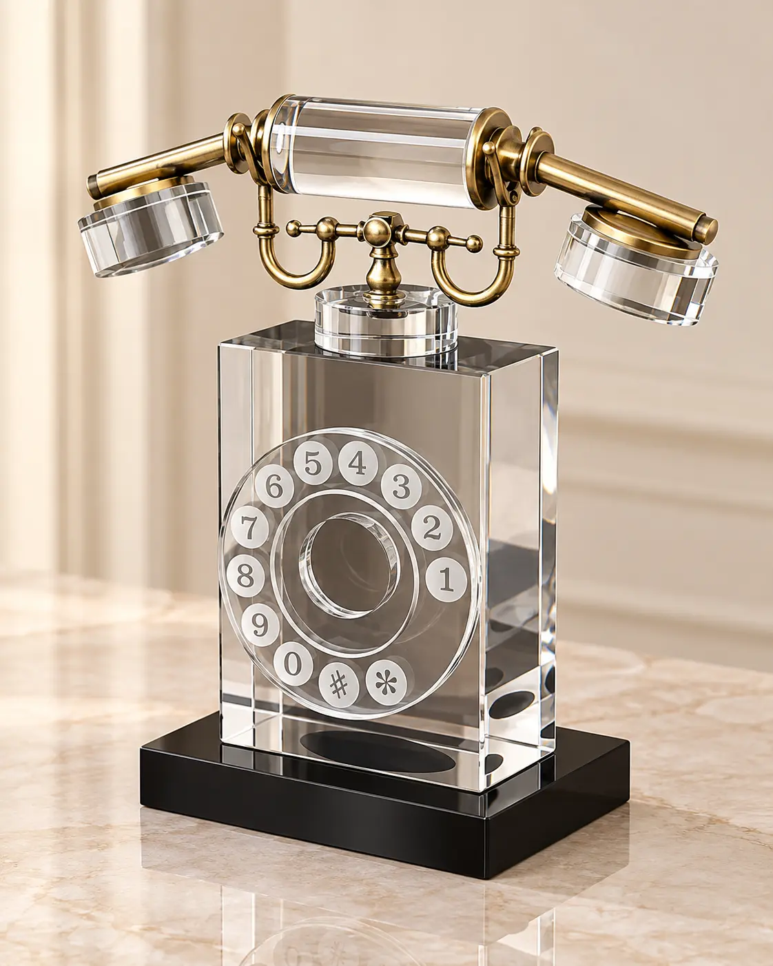 Nostaljik Telefon Görünümlü Kristal Dekoratif Masaüstü Obje 25 cm - Görsel 2